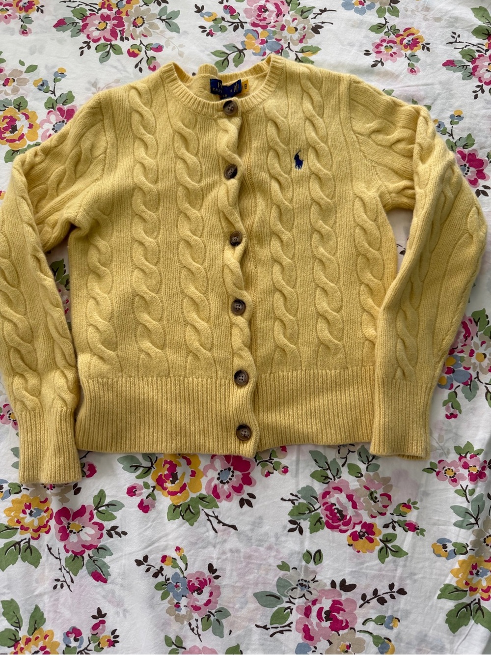 Ralph Lauren Yellow Cable-Knit Wool/cashmere Cardigan
